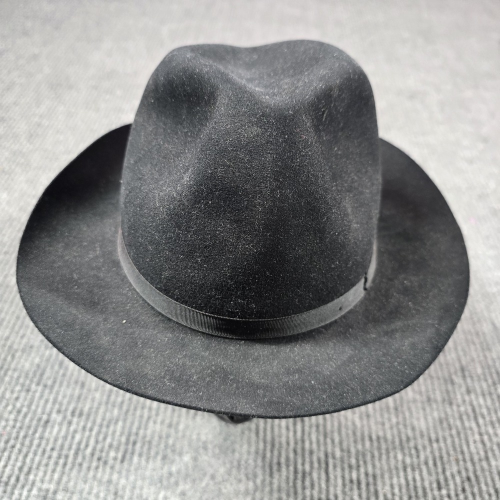 Lock & Co Hatters Hat Fedora Fitted Mens 7 1/8 Black Fur Felt Formal Dress